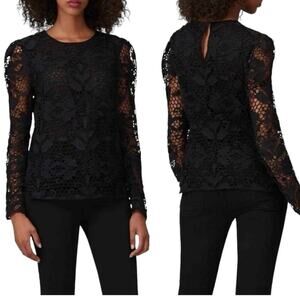 Stevie May Black Floral Lace Pleasant Surprise Long Sleeve Top in XS